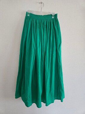 Mariae Cotton Voile Flare Skirt Dark Green